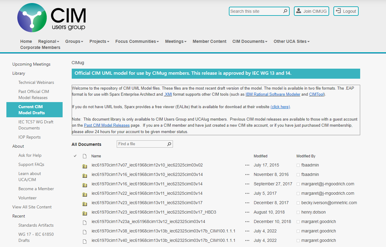 CIM Users Group UML Documents Repository