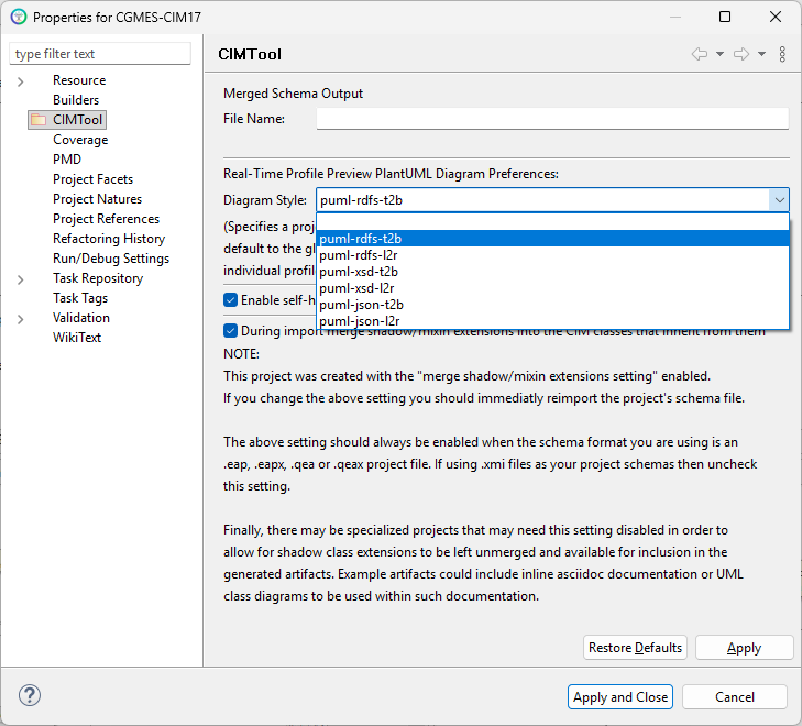Project-level Real-Time Preview diagram style setting